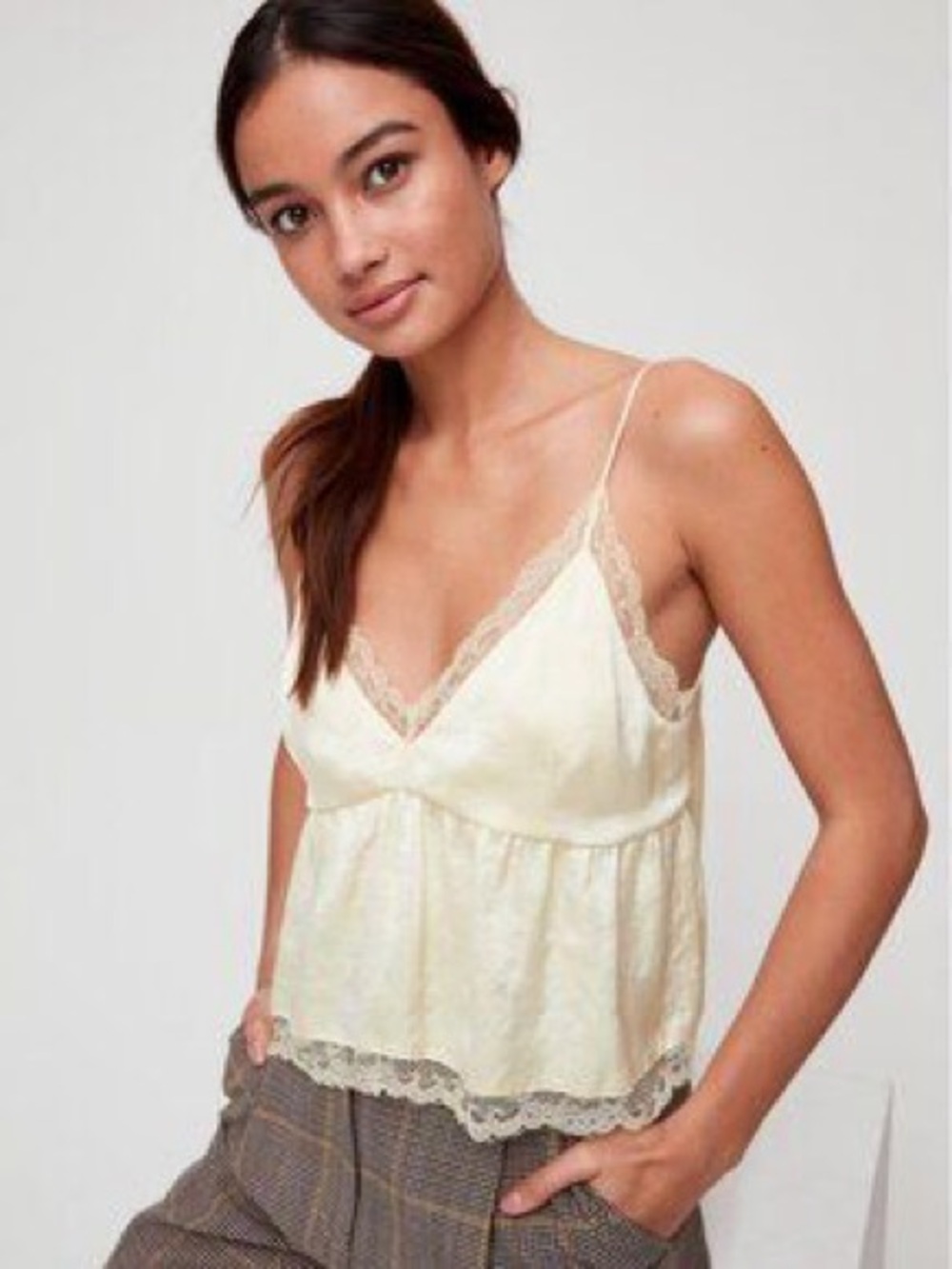 Aritzia Little Moon Sedum Camisole Lace-Trim Ivory